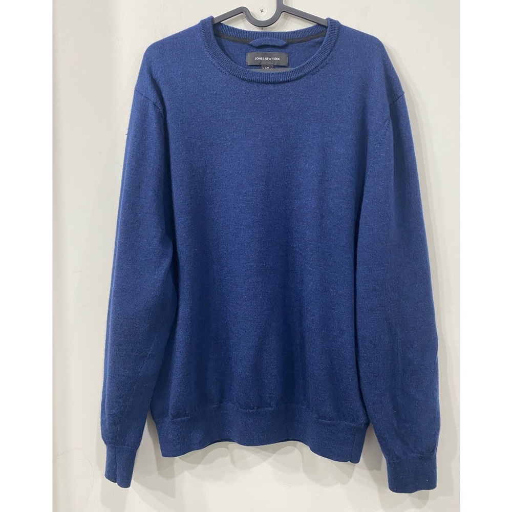 Jones New York Navy Blue Heather Black Merino Wool size L